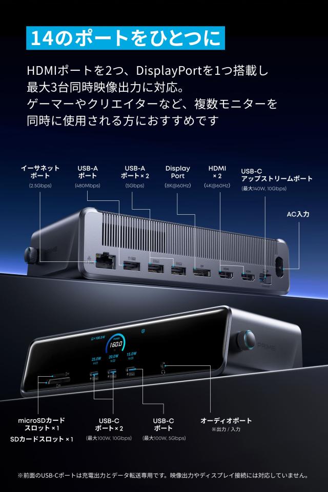 Anker Prime ドッキングステーション (14-in-1, Triple Display