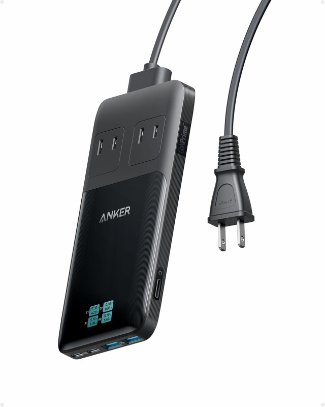 Anker Prime Charging Station (6-in-1 140W) 6-in-1 充電ステーション) 【独自技術Anker GaNPrime採用/コンセント差込口 2口