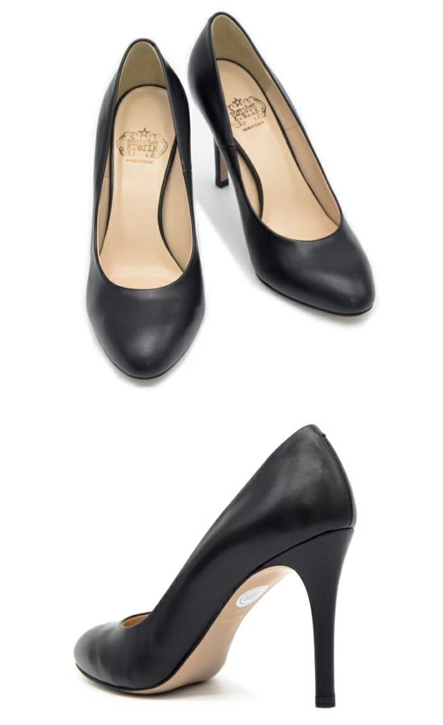 シェルシェエトワール ラウンドトゥパンプス 9.5cm ハイヒール R-9757 ブラック リザード 型押し 結婚式 二次会 パーティ 入学式 卒業式