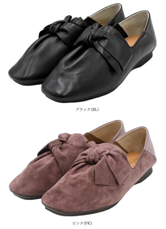 あしながおじさん リボン バブーシュ 1310190 本革 レザー フラットシューズ フラットパンプス 通勤 レディース 靴_2