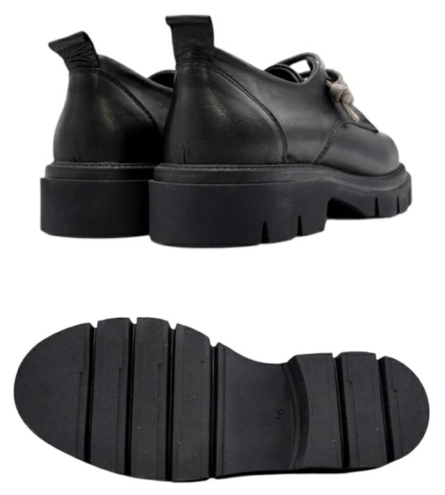 BUENO SHOES ブエノシューズ ゴムレースシューズ F1601 厚底 本革 レザー レースアップシューズ トルコ製 ブーツ トラックソール ブラック_4