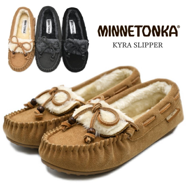 MINNETONKA ミネトンカ ファーモカシン KYRA SLIPPER カイラ ウッドビーズ  スエード レザー 本革 モカシン フラットシューズ