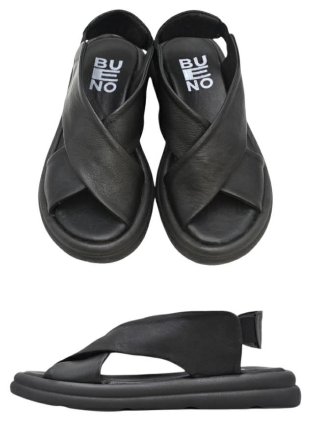 BUENO SHOES ブエノシューズ ベルトサンダル  ストラップ 厚底 フラット スクエアトゥ トラックソール レザーサンダル BUENO ブエノ] クロスベルトサンダル A2603 レザーサンダル バック