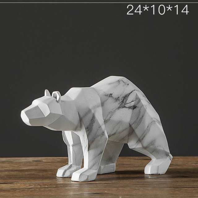 北欧幾何学的なマーブリングクマの置物折り紙動物アート彫刻樹脂アート＆クラフトホームデスクトップ装飾オフィスR1739 White｜au PAY  マーケット