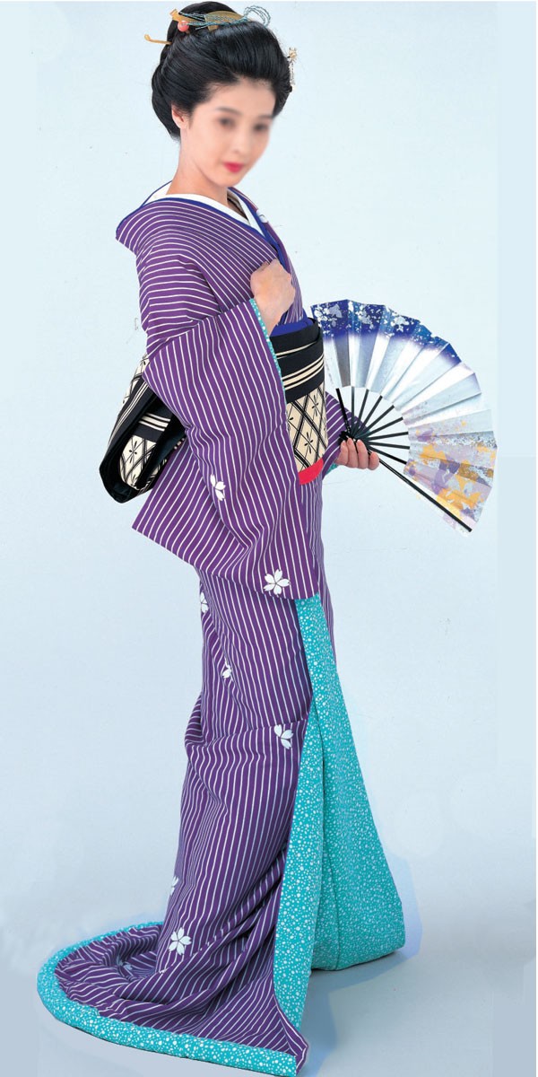 裾引き すそひき 仕立て上がり 紫地 縞に白抜き 桜裏地 紫地 銀箔小石 62106の通販は 44,330円