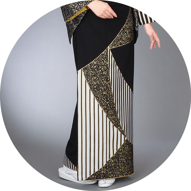 附下 絵羽 着物 きもの 訪問着 袷・単衣・胴抜き仕立て 切り絵 タタキに縞の通販は