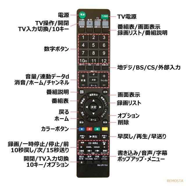 ソニー リモコン ブルーレイ RMT-VR110J BDZ-FT3000 BDZ-FT2000 BDZ