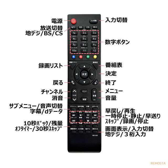 マクスゼン テレビ リモコン 電池付き MR-500 03シリーズ J24SK03