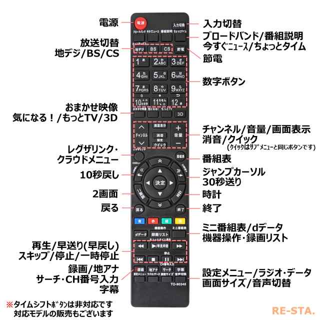 東芝 レグザ テレビ リモコン Ct 903a Ct Ct Ct Ct Ct 903 などに対応 Toshiba Regza 代用リモコンの通販はau Pay マーケット モックストア