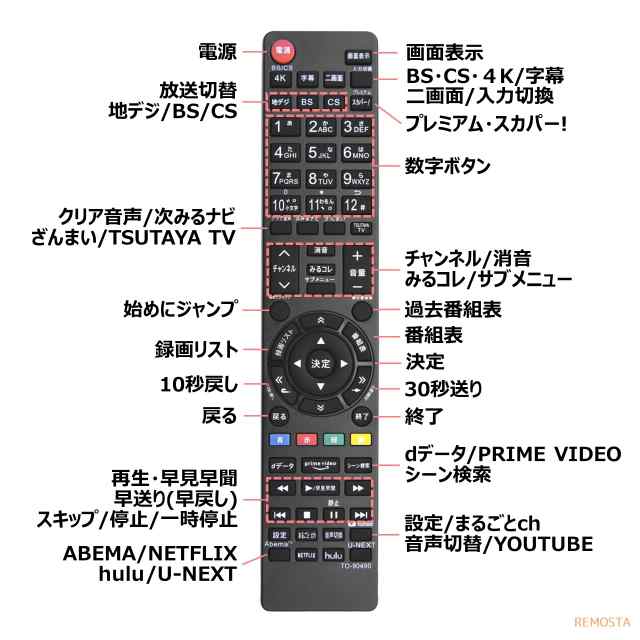 東芝 レグザ テレビ リモコン CT-90490 CT-90483 55Z740X 65Z740X