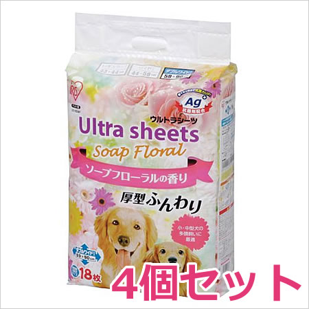 アイリスオーヤマ 香り付きウルトラシーツ ダブルワイド 18枚入×4個セット ソープフローラルの香り US-18DWF