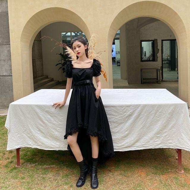 新商品 レディース ワンピース 夏 半袖 パフスリーブ スクエアネック フィッシュテールワンピース レース ドーリー ガーリー モノトーン フェミ 新品 Centrodeladultomayor Com Uy