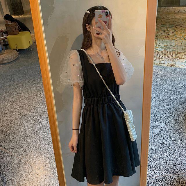 レディース ワンピース 夏 シースルー袖ワンピース パフスリーブ シースルー袖 スクエアネック Aライン フェミニン ガーリー 大人ガーリの通販はau Pay マーケット Happy Orurea ハッピーオルレア