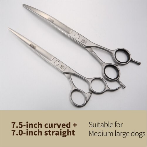 トリミング ハサミ 犬 猫 ペット Fenice Japan 440C ステンレス鋼 はさみセット 7.5curved 7.0straight