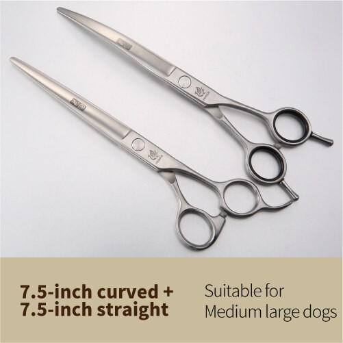 トリミング ハサミ 犬 猫 ペット Fenice Japan 440C ステンレス鋼 はさみセット 7.5straight 7.5curved