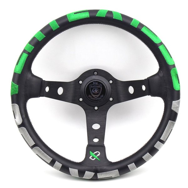 自動車 ハンドル ステアリングホイール レザー グリーン  13inch 330mm