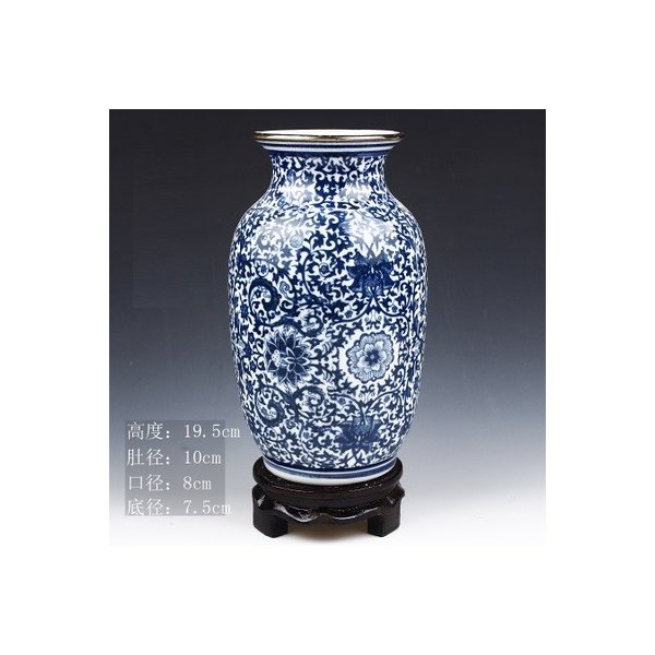 花瓶 大きい青と白 磁器 ロータスデザイン セラミック 景徳鎮花瓶 屋内装飾 R1842 White