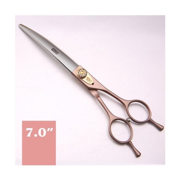 トリミング ハサミ 犬 猫 ペット Fenice JAPAN 440C ローズゴールド ヘアカット カーブ 7.0inch