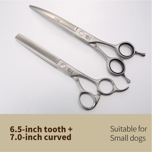 トリミング ハサミ 犬 猫 ペット Fenice Japan 440C ステンレス鋼 はさみセット 6.5tooth 7.0curved