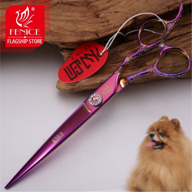 トリミング ハサミ 犬 猫 ペット Fenice Japan 440C ステンレス鋼 切削鋏 pink 7.5 inchの通販は
