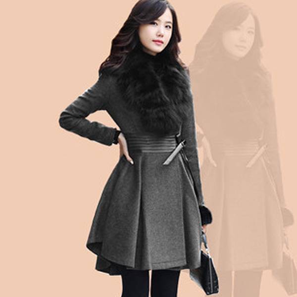 ワンピース コート おしゃれ アウター ウール　レディース 上品 エレガント ファー