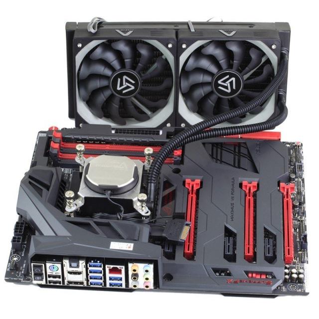 水冷cpuクーラー強力ツインファン 320ワットプロセッサクーラーデュアルpwm 120ミリメートル銅冷却ブロック