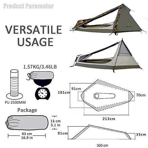 並行輸入品GEERTOP 1人用 ビビーテント 超軽量 バックパッキングテント 1人用