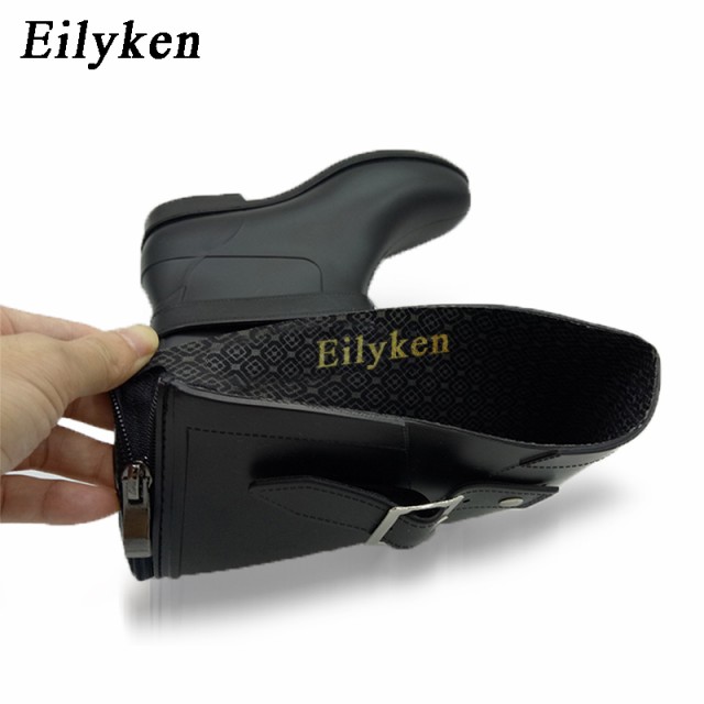 3183 パンクスタイルジッパー 背の高いブーツ レディースレインブーツ ラバーウォーターシューズ ブラック パンクスタイルジッパー 背の高いブーツ レディースレインブーツ