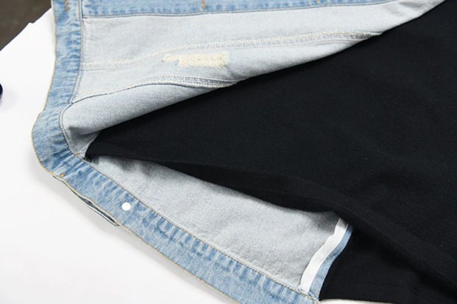 トレーナーワンピース 長袖 デニムジャケット バイカラー ビッグサイズ オーバーサイズ 切替 韓国 レディースファッション トレーナーワンピース 長袖 デニムジャケット バイカラー ビッグサイズ