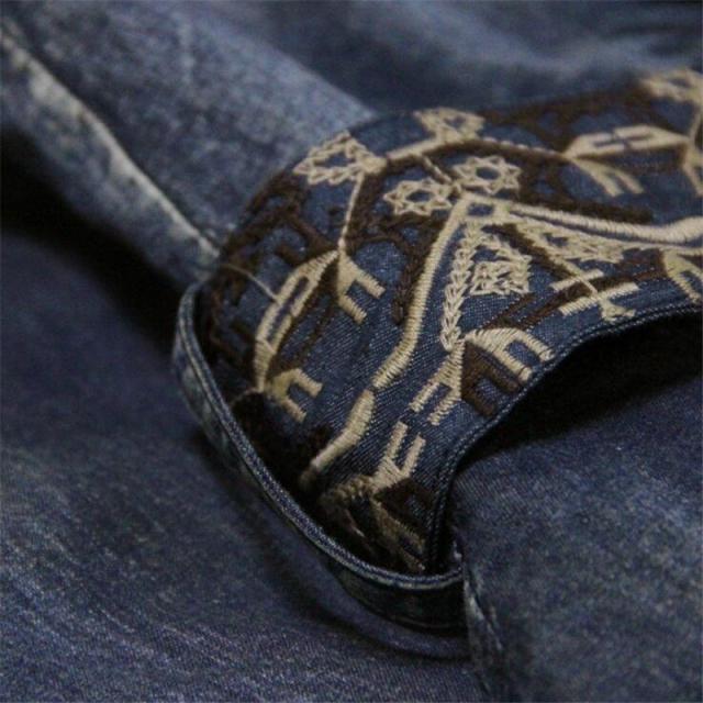 デニムワンピース レディース 春秋 Vネック 3分袖 Aライン シャツドレス ヴィンテージ 刺繍ベルト_3