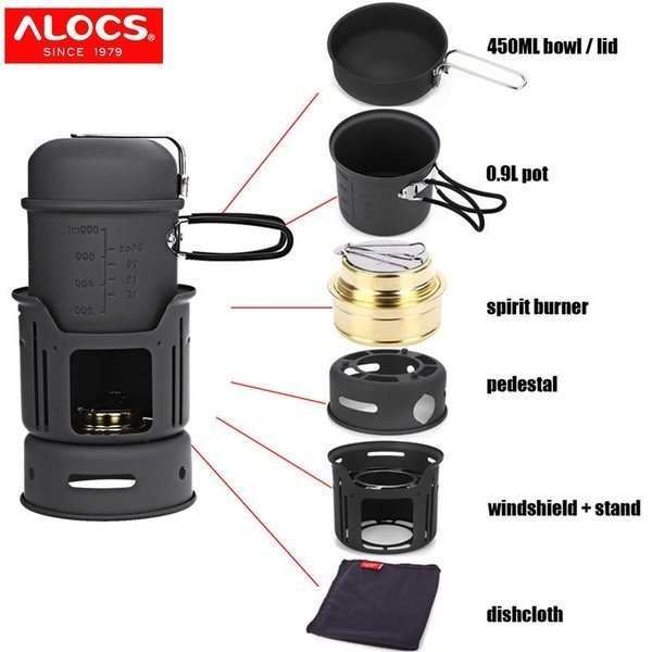 クッカーセット アウトドア キャンプ 7点セット 調理器具 ポット ボウル 炊飯器 ALOCS CW-C01