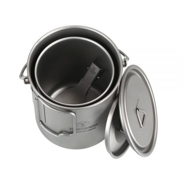 TOMSHOO チタンクッカー 3個セット 軽量 750mlポット 450ml