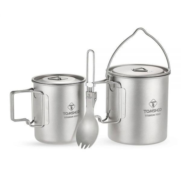 TOMSHOO チタンクッカー 3個セット 軽量 750mlポット 450ml