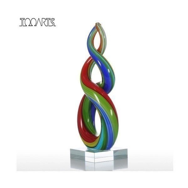 Tooarts インテリア 雑貨 リボンガラス 彫刻置物 インテリア装飾 おしゃれ オフィス 置物 ガラス カラフル 6,613円