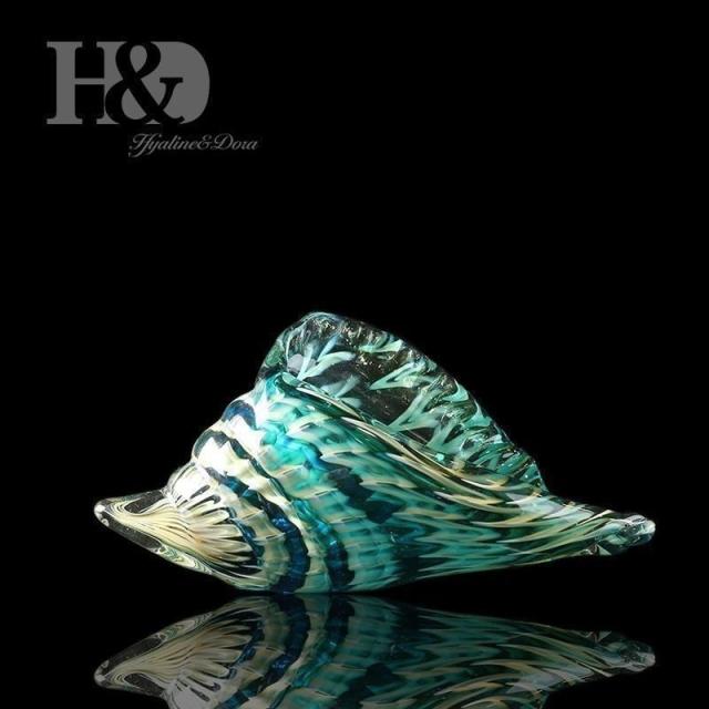 H &amp; D 貝殻 地中海 海 クリスタル アクアブルー ガラス ガラス彫刻 置物 装飾 インテリア 文鎮 リビング 玄関 オーナメント_1
