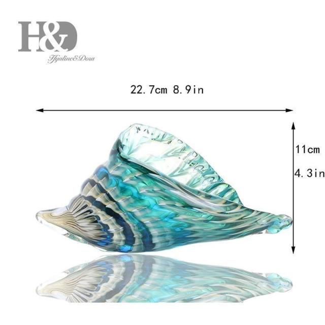 H &amp; D 貝殻 地中海 海 クリスタル アクアブルー ガラス ガラス彫刻 置物 装飾 インテリア 文鎮 リビング 玄関 オーナメント_2