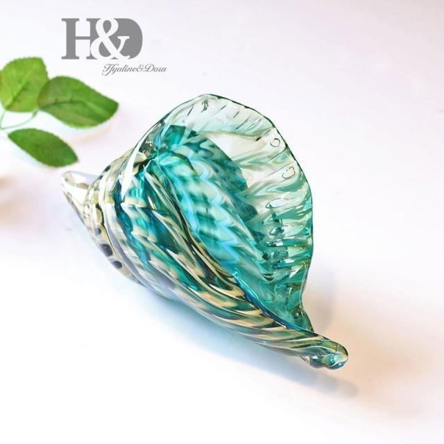 H &amp; D 貝殻 地中海 海 クリスタル アクアブルー ガラス ガラス彫刻 置物 装飾 インテリア 文鎮 リビング 玄関 オーナメント_4