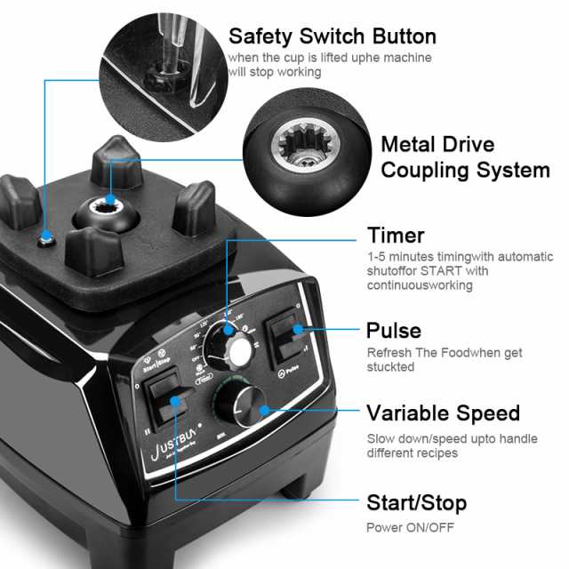 Biolomix-タイマー付きブレンダー,3hp,2200w 2lジャー