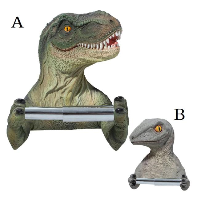 トイレットペーパーホルダー 恐竜 怖い 恐怖 ドッキリ おもしろ雑貨 ティラノサウルス Tyrannosaurus インテリア トイレ用品 簡単 プチリ_4