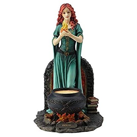 送料無料 Colored - Veronese Resin Statues Brigid Goddess Of Hearth Home Standing Holding Sacred Flame Statue 7 X 95の通販は