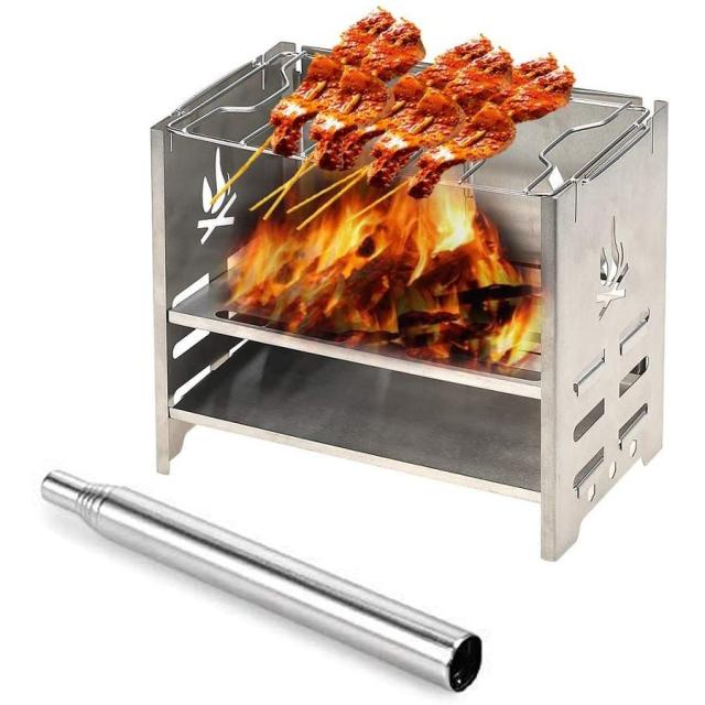 Repiow ネイチャーストーブ バーベキューコンロ 焚き火台 収納ケース付き 18*21*12.7cm ステンレス製 ソロストーブ アウトドア キャ