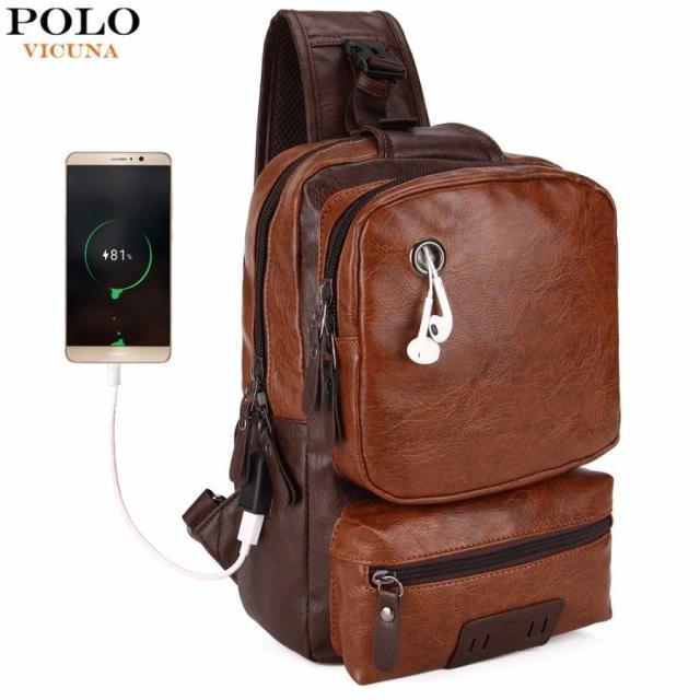 ボディバッグ メンズ VICUNA POLO 海外ブランド 高級 V9909 レザー 革 ヴィンテージ ブラウン ワンショルダーの通販は