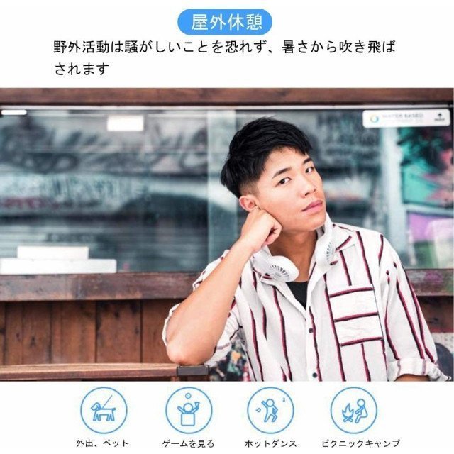 首掛け扇風機 携帯扇風機 【2in1 ブルートゥース スピーカー & 小型扇風機】usb扇風機 ファン卓上扇風機 扇風機 小型 静音 壁掛け USB 充_2