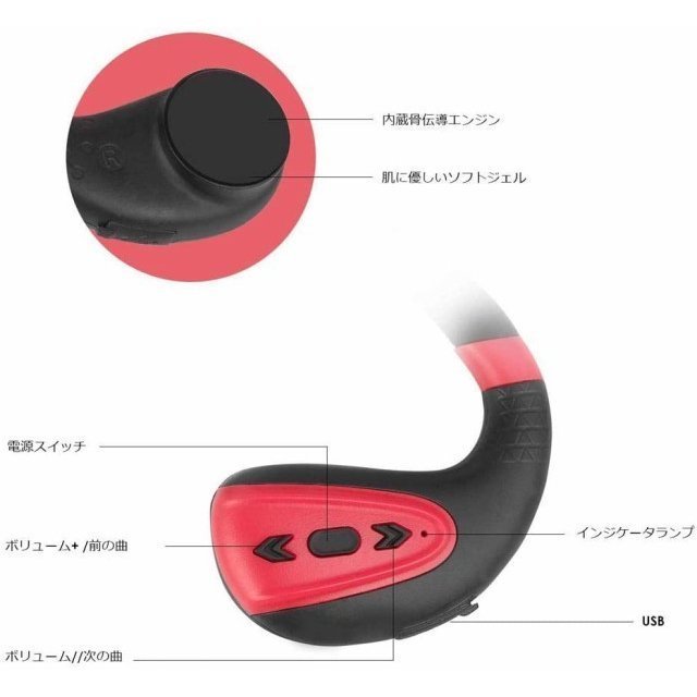 骨伝導イヤホン Bluetooth5.0 IPX8完全防水 ワイヤレス骨伝導ヘッドホン 8GBメモリー内蔵 ワイヤレスイヤホン 軽量 ハンズフリー通話 自_2