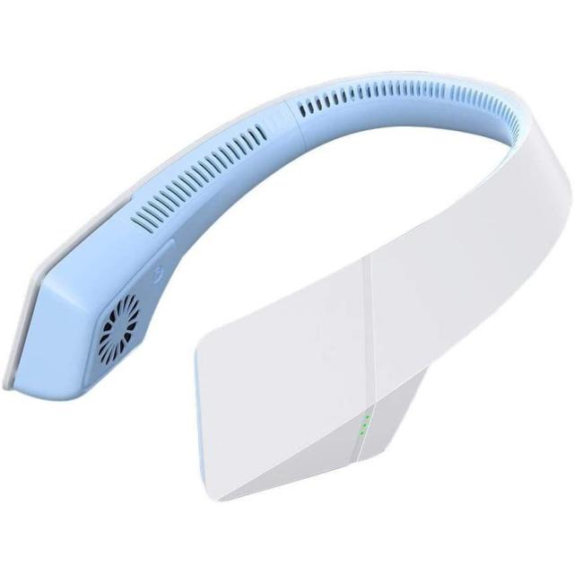 2021年最新設計 首掛け扇風機 羽根なし 携帯扇風機 両側独立スイッチ　ハンズフリー 羽なし ネックファン USB充電式 2400mAh超大容量の通販は 5,152円