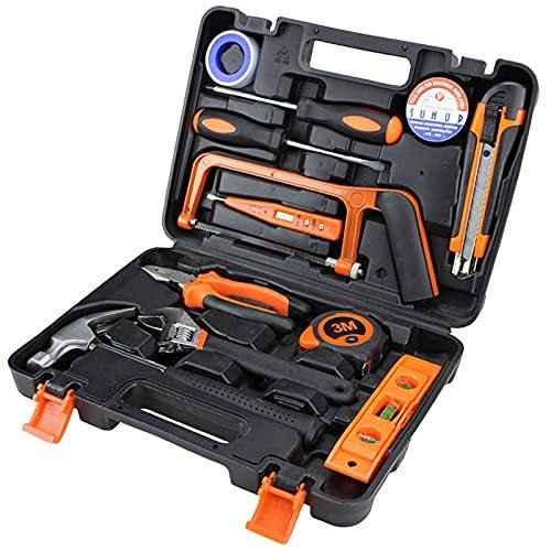 送料無料 Piece Home Repair Tool Set General Household Tool Kit For DIY and Quick Repairs with Carrying Toolbox Socket Wre