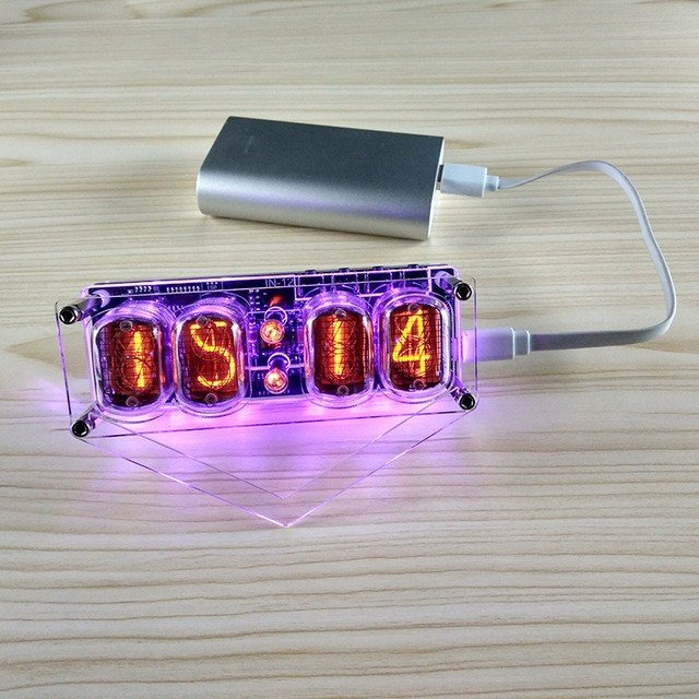 ニキシー時計 グロー時計 LED カラフル 4桁 DS3231 4つのIN-12グロー管を含む、鮮明な表示 199 N-12