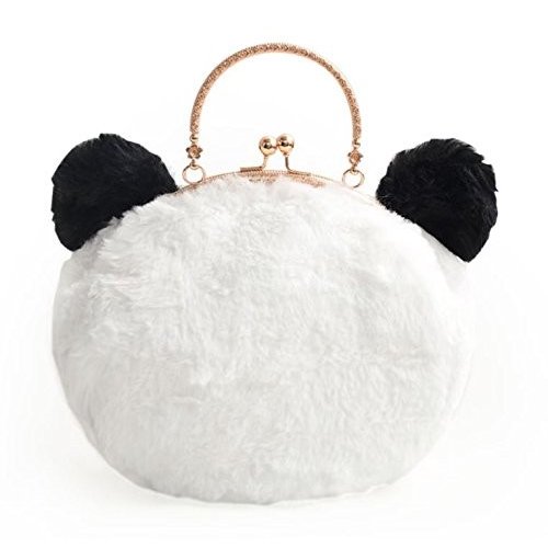 がま口 バッグ 2way フワフワ パンダ ダイカット ぬいぐるみ風の通販は