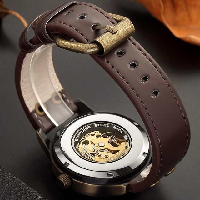 腕時計 メンズ 自動巻き 機械式 スチームパンク スケルトン トゥールビヨン ウォッチ