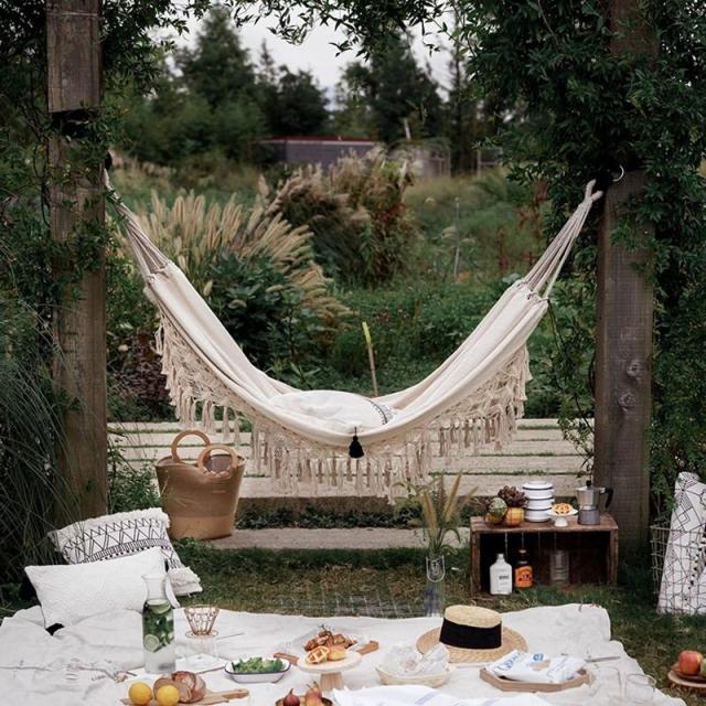 ハンモック 北欧スタイル 2人 ストラップ付き スイングチェア 庭 屋外